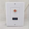 Connector and Terminal USB 3.0 and RCA Phono Female Socket Wall Outlet Face Plate Audio Coax Composite view 1