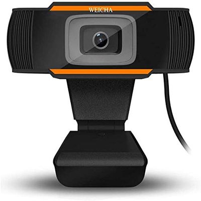 1080P Webcam with Microphone, HD PC Webcam Laptop Plug and Play USB Webcam Streaming Computer Web Camera with 110-Degree View Angle, Desktop Webcam for Video Calling Recording Orange