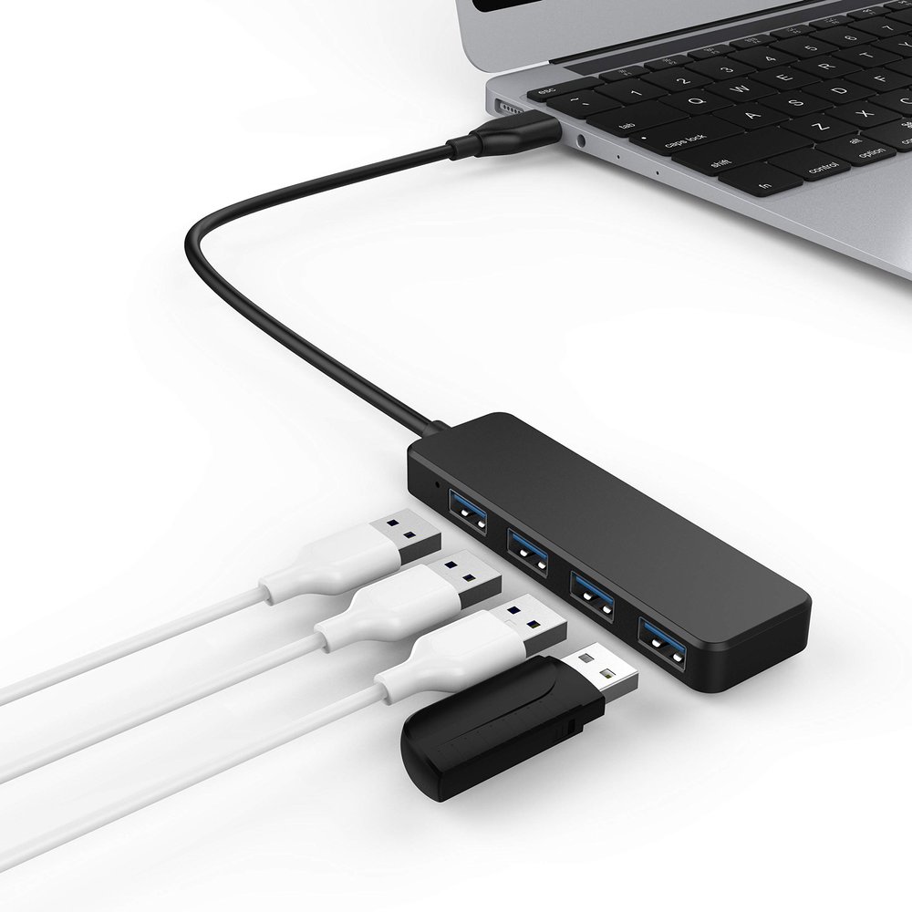 4-Port USB3.0 hub, high-Speed USB Data hub for MacBook, Mac Pro, Mac Mini, iMac, Surface Pro, XPS, PC, Flash Drive, Mobile Hard Drive