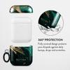 Burga Airpod Hardcase Compatible with Apple Airpods 2 & 1 Charging Case, Emerald Green Jade Stone High Fashion Luxury Gold Glitter Marble Cute Case for Girls, Protective Hard Plastic Case Cover view 3