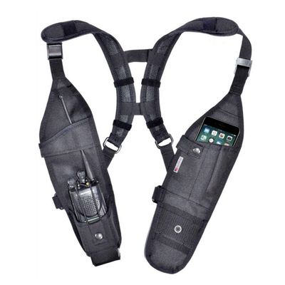 USH-300D Double Radio Shoulder Holster Chest Harness with an Adjustable Radio Pouch fits All Medium to Large Motorola ICOM Vertex Two Way Radios. Made in The USA by HOLSTERGUY