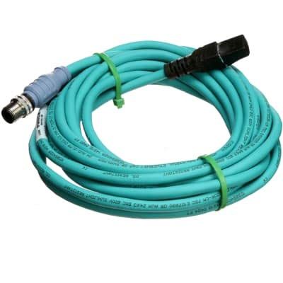 TURCK RSSD RJ45S 441-5M Cordset, P1: Str M12 Male 4 pos to P2: Str RJ45S Male 8 pos, P2(4/5/7/8): NC, 2UTPx24AWG 5M, HDPE, TPE Teal, 1.5A 42V, U3-00588