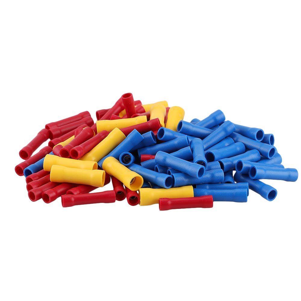 100pcs 22-16AWG 16-14AWG 12-10AWG Standard Crimping Double Wall Design Butt Connectors
