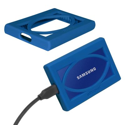 Alltravel Silicone Bumper Sleeve for Samsung T7, T7 Touch Portable SSD - 1TB, 2TB, 500GB - USB 3.2 External Solid State Drives (Blue)