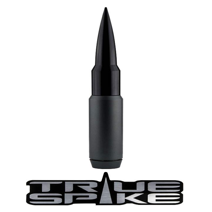 TRUE SPIKE 9 inch Gunmetal Black TIP PENETRATOR Fat Bullet Antenna with Anti-Theft + Copper Coil in Heavy Gauge CNC Machined Billet Aluminum Short Compatible with Ford F150 F250 F350 F-Series Trucks