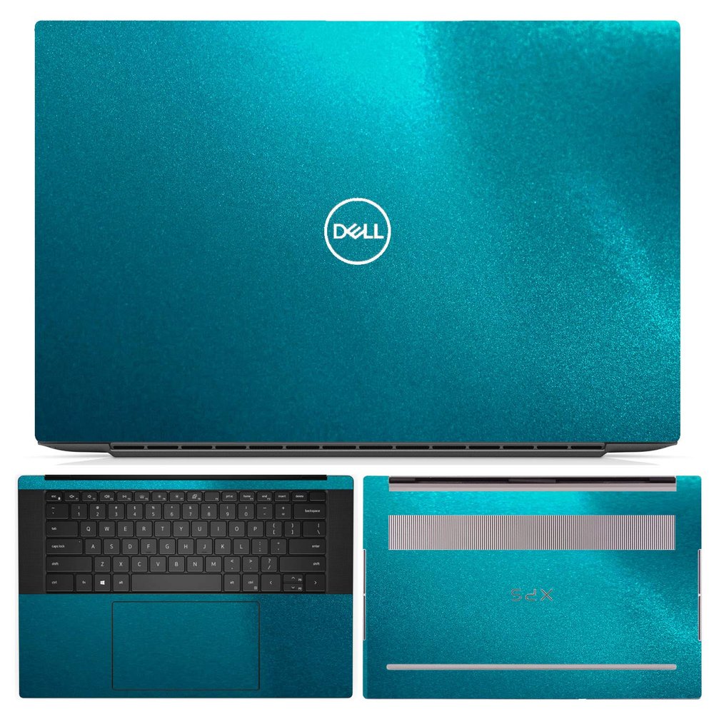 SopiGuard Skin for 2020 Dell XPS 15 Model 9500 Precision Edge-to-Edge Vinyl Sticker Top, Keyboard, Bottom 3 Panels Full Set (3M Gloss Teal)