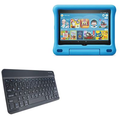 BoxWave Keyboard Compatible with Amazon Fire HD 8 Kids Edition (10th Gen 2020) - SlimKeys Bluetooth Keyboard, Portable Thin with Chiclet-Style Keys - Jet Black