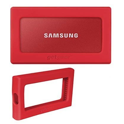 getgear Silicone Bumper for Samsung T7, T7 Touch Portable SSD - 1TB, 2TB, 500GB, USB 3.2, Strong-Shock Absorbing, Slip-Resistant-Red