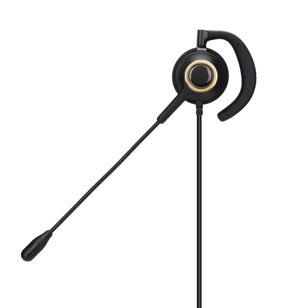 Bindpo Call Center Headset, RJ9 Crystal Head Earhook Cordless Phone Headset,Noise Cancelling Rear-Mounted Headphone with Microphone,for Telephone(Without adpter)