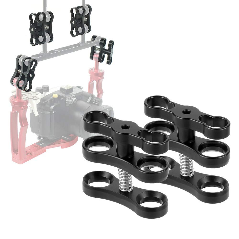 BGNing 1 Inch Underwater Diving Clamp Aluminium Standard Ball Clamp for Photography Diving Light Arm System Durable (2pcs Ball Clamp)