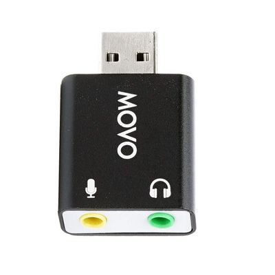 Movo USB-AC 3.5mm TRS Microphone to USB 2.0 Stereo Audio External Sound Card Adapter for PC and Mac. USB Sound Card Adapter for Computer or Laptop Convert USB Input to 3.5mm TRS Headphone or Mic Jack