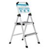 BIRDROCK HOME 2-Step Aluminum Step Ladder - Lightweight Foldable Stepladder with Wide Non-Slip Steps - Ideal for Kitchen, Pantry, Closets, and Home Office - Space-Saving Design - Indoor Use - Silver view 1