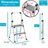BIRDROCK HOME 2-Step Aluminum Step Ladder - Lightweight Foldable Stepladder with Wide Non-Slip Steps - Ideal for Kitchen, Pantry, Closets, and Home Office - Space-Saving Design - Indoor Use - Silver view 3