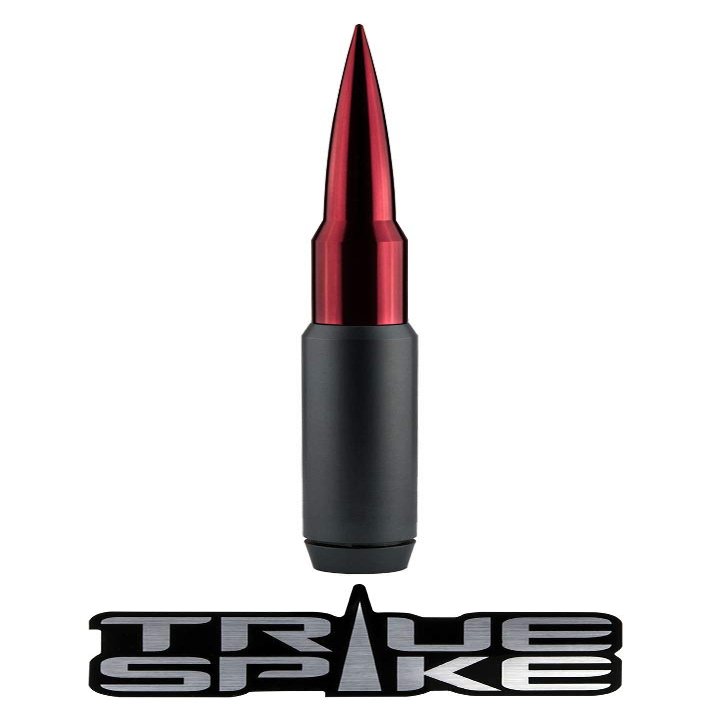 TRUE SPIKE 9 inch Gunmetal RED TIP PENETRATOR Fat Bullet Antenna with Anti-Theft + Copper Coil in Heavy Gauge CNC Machined Billet Aluminum Short Compatible with Chevy Silverado 1500 2500 3500