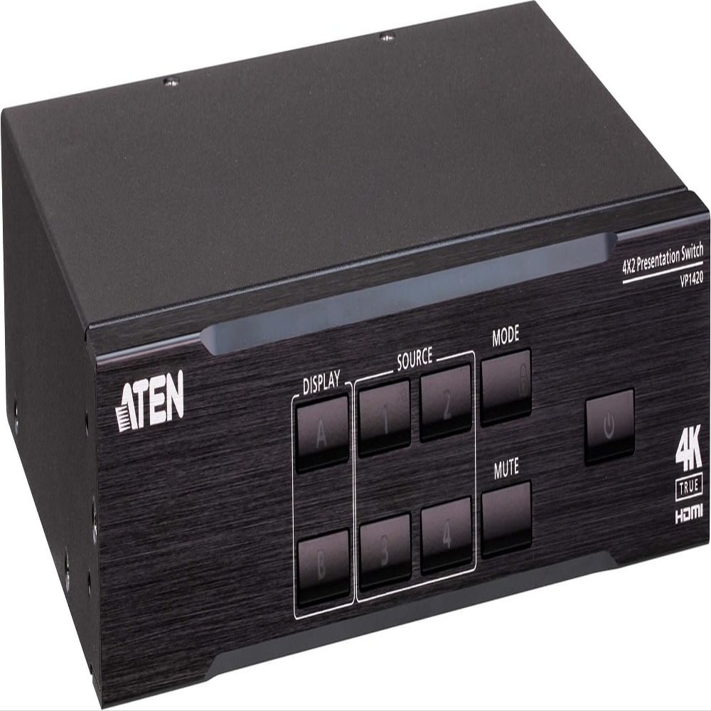 ATEN VP1420 4 x 2 True 4K Presentation Matrix Switch - 1 Computer(s) - 4096 x 2160 - 1 x Network (RJ-45) - 5 x HDMI1 x VGA - Rack-mountable