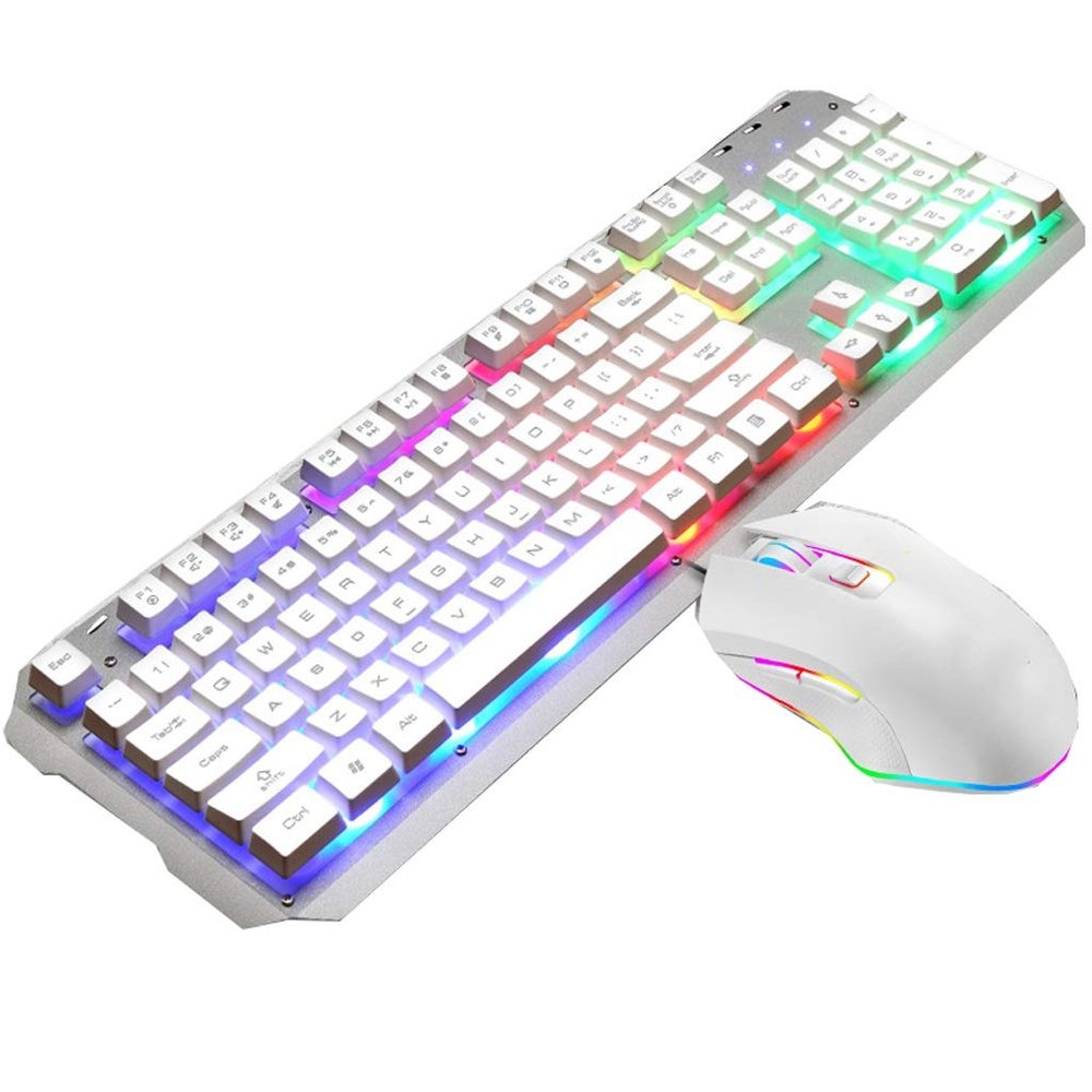 ARCH Wired Keyboard and Mouse Set Backlight Game Computer Desktop Mechanical Keyboard Notebook USB External for Windows, Computer Desktop PC Laptop (Color : White)
