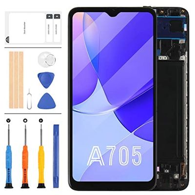 New OLED Screen Replacement for Samsung Galaxy A70 (2019) A705 SM-A705F A705FN A705MN/DS LCD Display Repair Parts Assembly Touch Sensor Digitizer Glass Kit No Fingerprint Sensor (New OLED with Frame)
