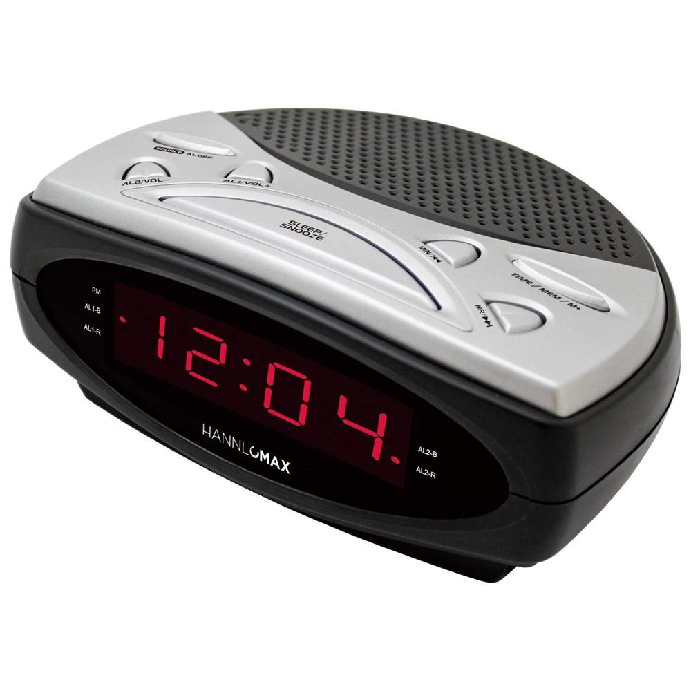 HANNLOMAX HX-137CR Alarm Clock Radio, AM/FM, 0.9 Red LED Display (Black)