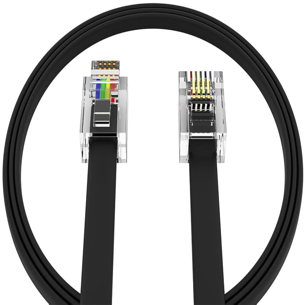 AmzPRO (1 Pack) 6 Feet Telephone Cord for Landline Phones RJ11 Cable, Pro Grade Phone Line Cord (6 ft, Black) Made in USA