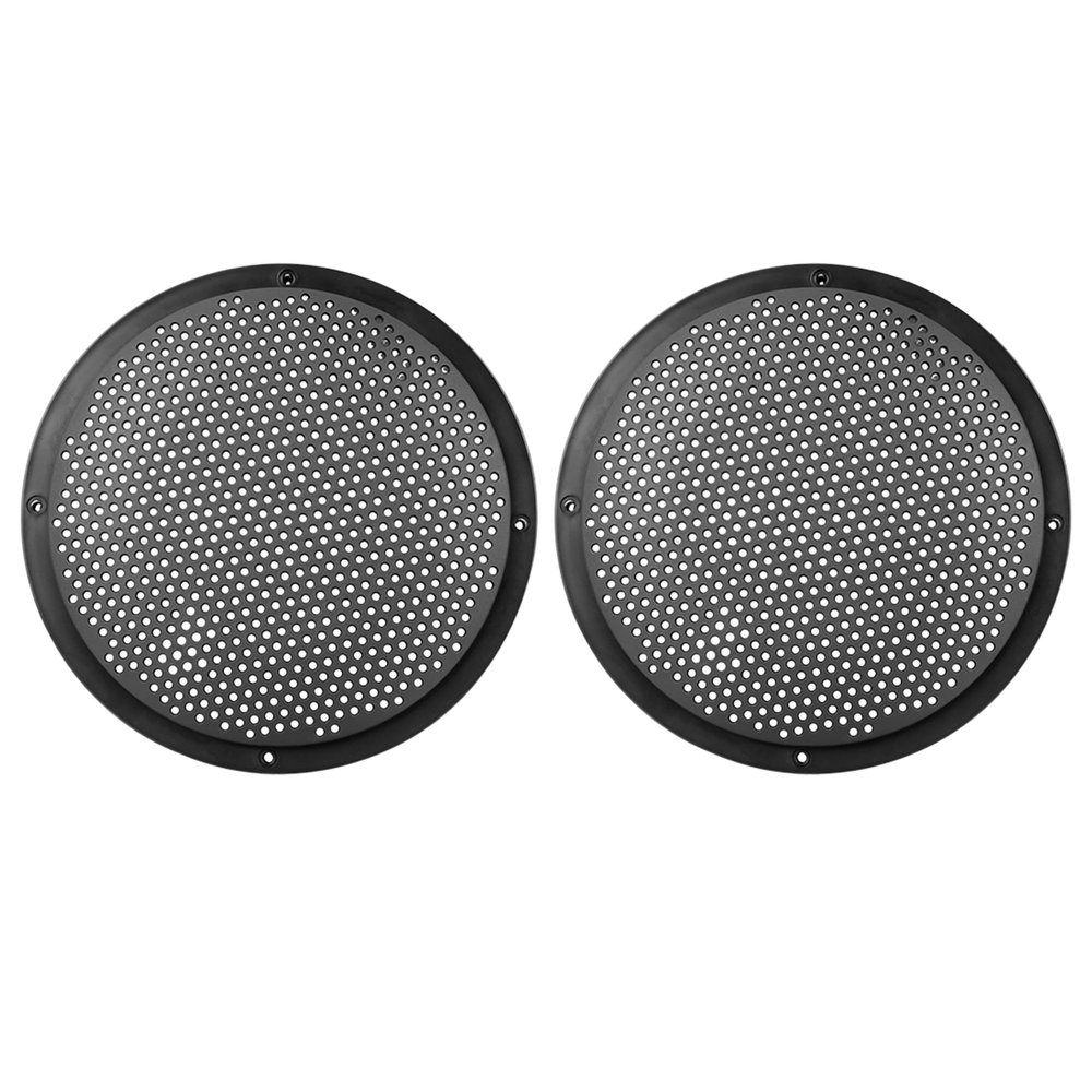 X AUTOHAUX 2pcs 8'' Plastic Audio Speaker Cover Mesh Subwoofer Grill Horn Guard Decorative Circle Grille Protector Black