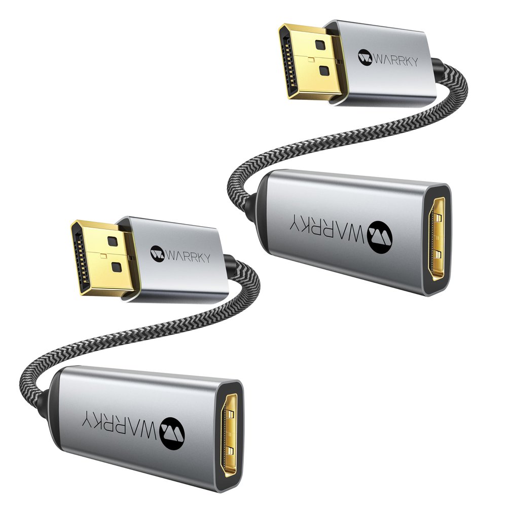 WARRKY DisplayPort to HDMI Adapter 2-Pack (4K, UHD), [24K Gold-Plated, Slim Aluminum Shell] Display Port to HDMI/DP to HDMI Adapter for Lenovo, DELL, HP, ThinkPad, GPU, AMD, NVIDIA&More