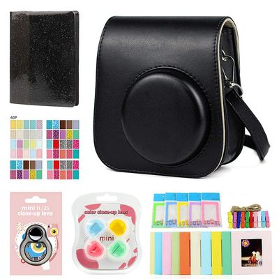 Boleyn Premium Leather Cover Protective Case Camera Bag with Removable Strap Compatible for Fujifilm Instax Mini 11 Instant Camera (Black)