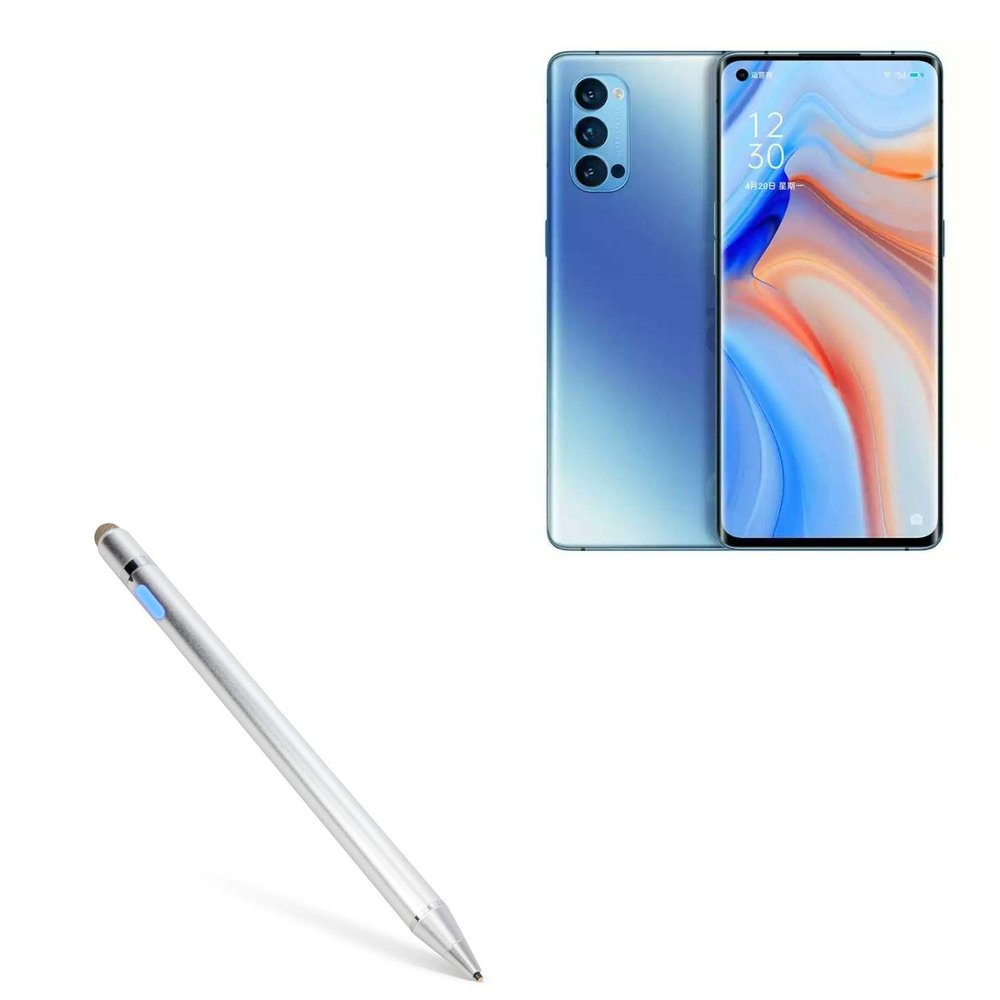 BoxWave Stylus Pen Compatible with Oppo Reno 4 - AccuPoint Active Stylus, Electronic Stylus with Ultra Fine Tip - Metallic Silver