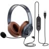 EMAIKER Noise Canceling USB Headphones with Microphone & in-Line Controls for Dragon Dictation, Over Ear PC Headphones for Office Work from Home Skype Teams Zoom Meeting WebEx Softphone view 1
