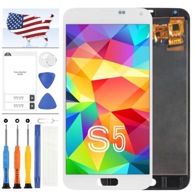 TFT for Samsung Galaxy S5 Screen Replacement G900 G900A G900P G900FD G900V G900T LCD G900M G900F G900H Display Touch Assembly Matrix Repair Parts Sensor Digitizer Glass Kit (TFT White)