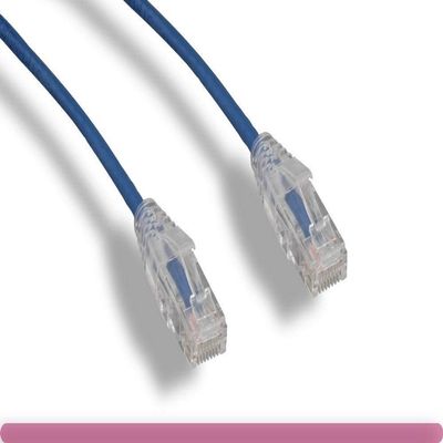 SF Cable 15ft Cat 6A UTP Slim Ethernet Network Booted Cable 28 awg Network Cable RJ45 Connectors - Blue
