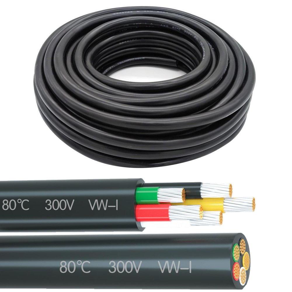 18 Gauge 5 Conductor Tinned Copper Electrical Wire Stranded PVC Audio Power Cable Speaker Wire (Red & Black & Yellow & White & Green) 18AWG-5C-25FT