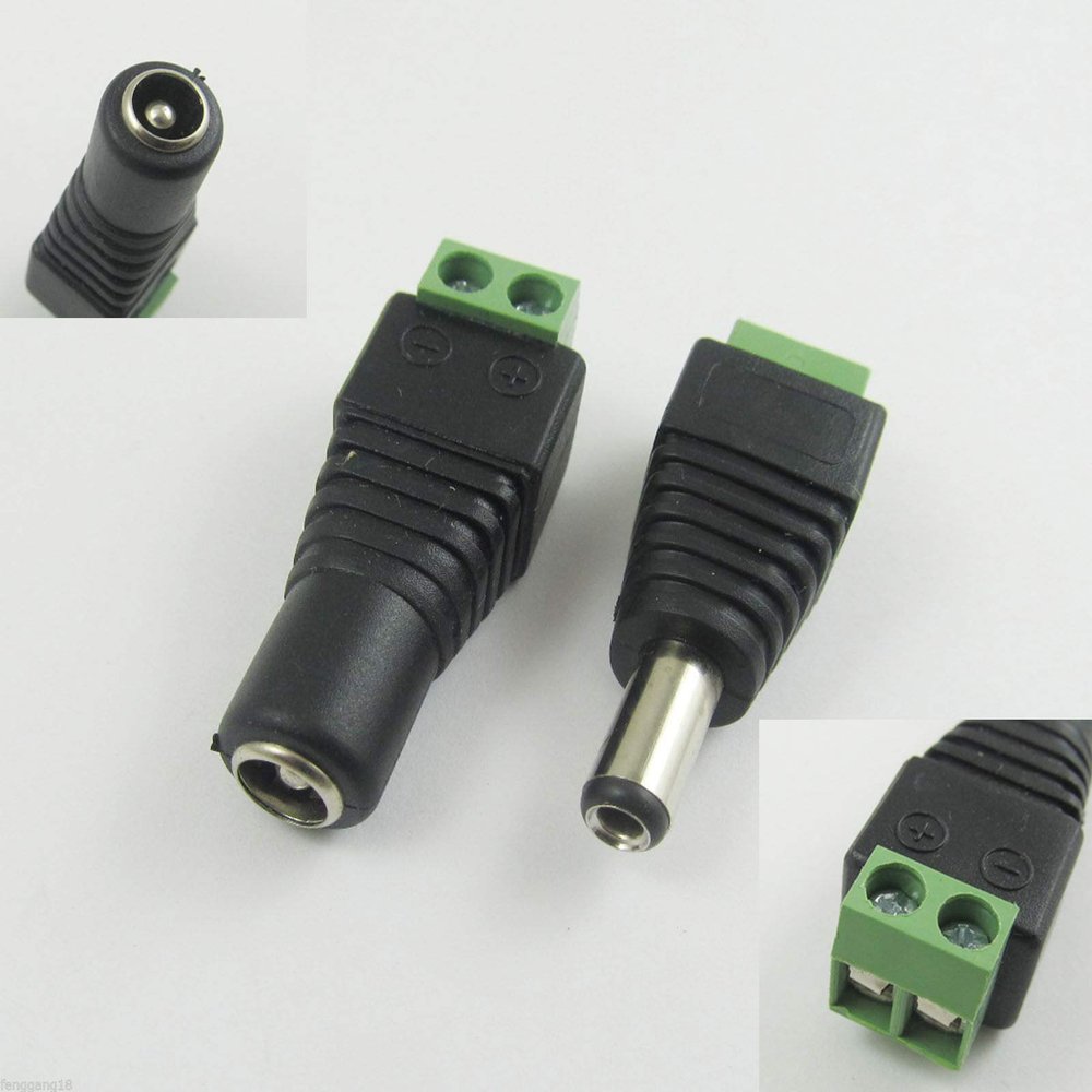 Connector and Terminal 1 Set 5.5x2.5mm CCTV Video Camera DC Power Male Female Plug Jack Cable Connector