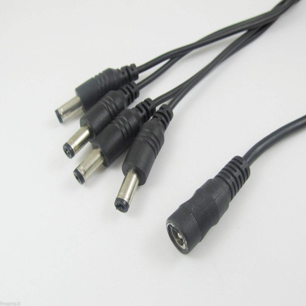 Connector and Terminal 5.5mm x2.1mm DC Female to 4 Male 2.1mm Power Splitter Jack Cable for CCTV Camera