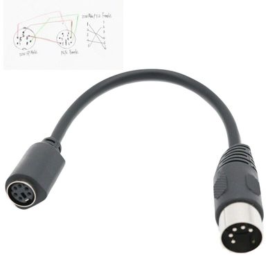 Connector and Terminal DIN5 at Male to Mini DIN6 MDIN6 PS/2 Female PC Mac Keyboard Adapter Converter 6"