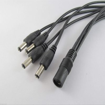Connector and Terminal DC Power Splitter Cable 5.5x2.1mm Female to 4 Ports Male Adapter for CCTV Camera