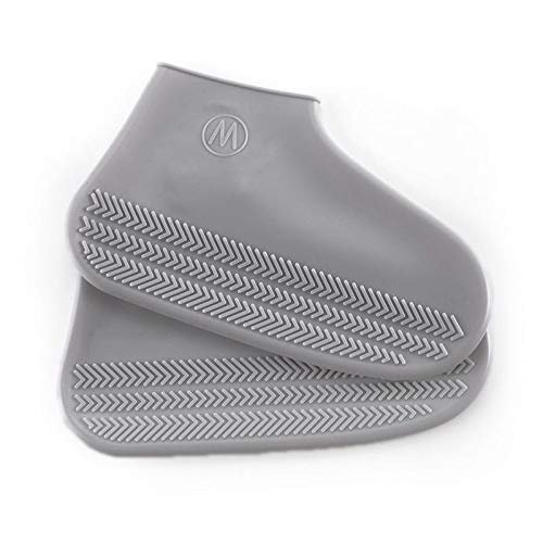 Waterproof Shoes Covers Silicone Reusable Wear-Resistant Anti-Slip Overshoe Foldable Galoshes Shoe Protectors Rain Boots for Men Women Kids (Small, Gray)