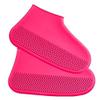 Waterproof Shoes Covers Silicone Reusable Wear-Resistant Anti-Slip Overshoe Foldable Galoshes Shoe Protectors Rain Boots for Men Women Kids (Large, Pink) view 1
