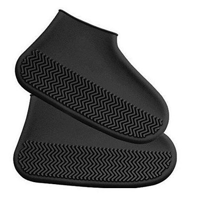 Waterproof Shoes Covers Silicone Reusable Wear-Resistant Anti-Slip Overshoe Foldable Galoshes Shoe Protectors Rain Boots for Men Women Kids (Large, Black)