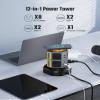 SUPERDANNY Power Strip Tower with 15W Wireless Charger, 6.5Ft Retractable Extension Cord, 1050J Surge Protector, Desktop Charging Station with 8 Outlets 4 USB Ports(2 USB C) for Home, Office, Garage view 4