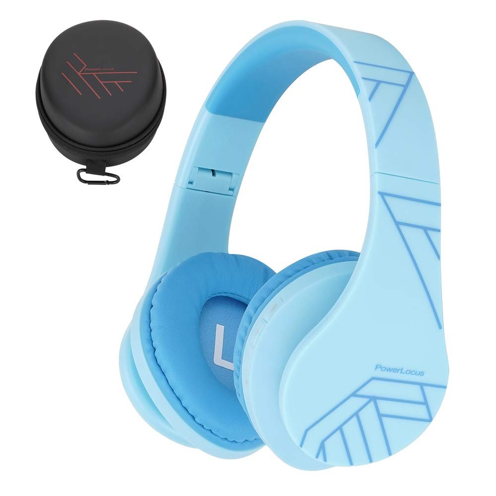PowerLocus Kids Headphones Over-Ear, Bluetooth Wireless Headphones for Kids,with Microphone, Safe 85DB Volume Limited, Foldable with Carry Case, Audio Cable, Micro SD mode for Online Classes,PC,Phones