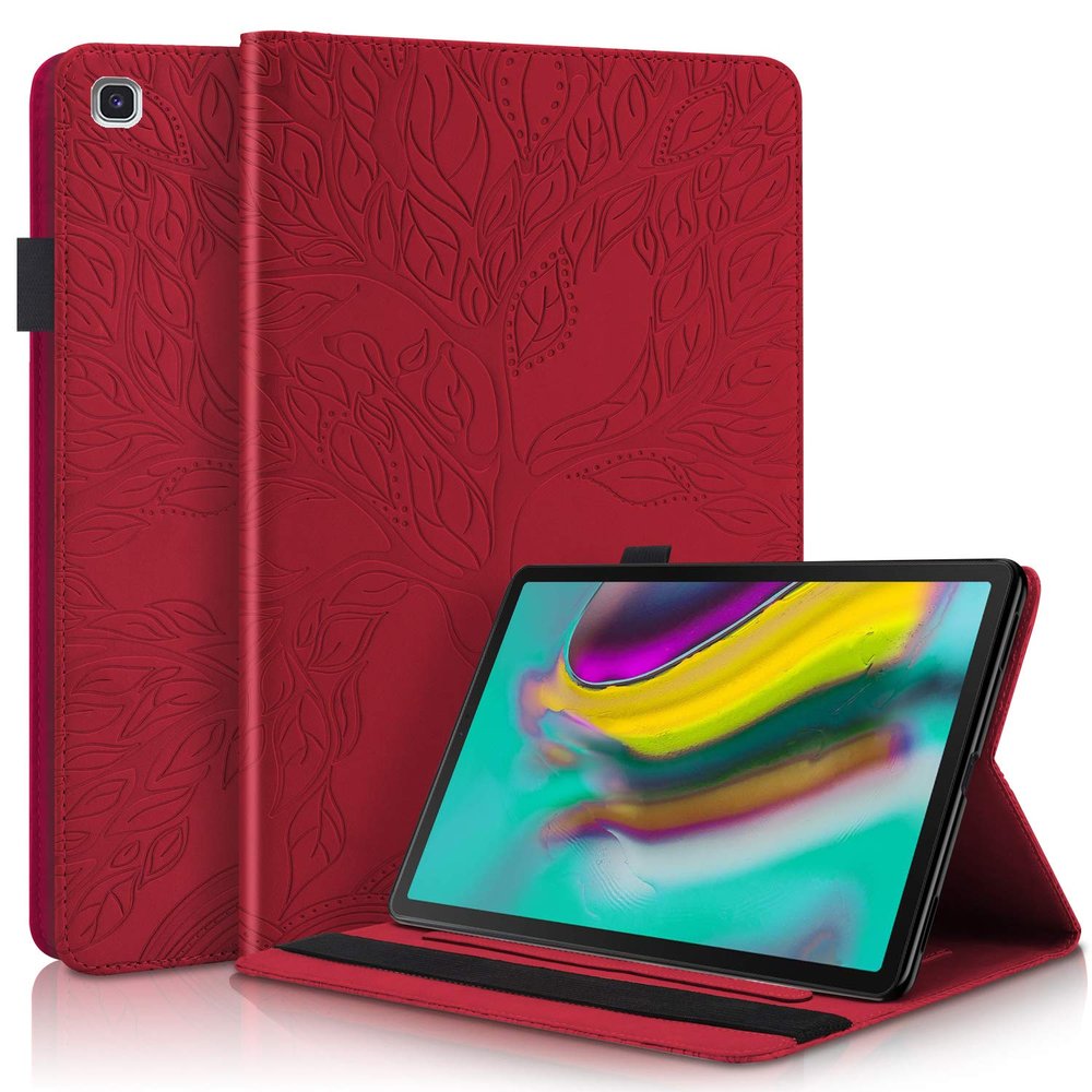Case for Samsung Galaxy Tab S5e 10.5 2019 SM-T720/T725 Premium PU Leather Stand Flip Wallet Case Multiple Viewing Angles Lightweight Folio Cover with Card Pockets Stylus Loop Elastic Band - Red