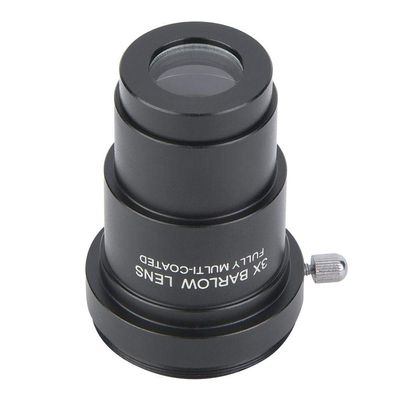 1.25 inches 3X Lens Fully Black Multi Coated with M42x0.75mm Thread for Standard Telescope Eyepiece Astronomy Accessory