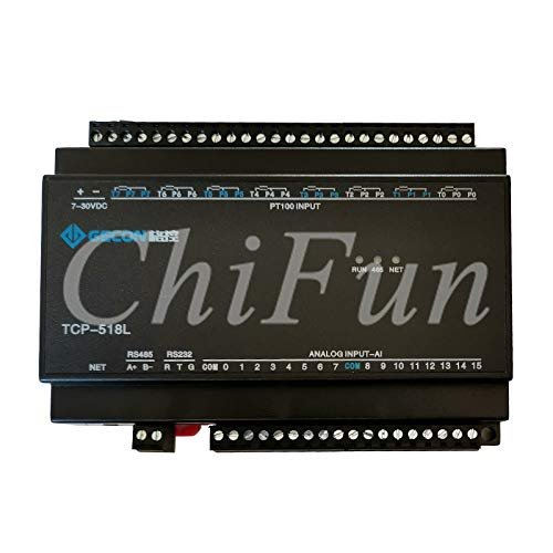 Davitu Electrical Equipments Supplies - 8 channel PT100 temperature acquisition 16 way analog input Modbus RTU TCP modular module Ethernet + RS485 + RS232 - (Color: TCP-318L)