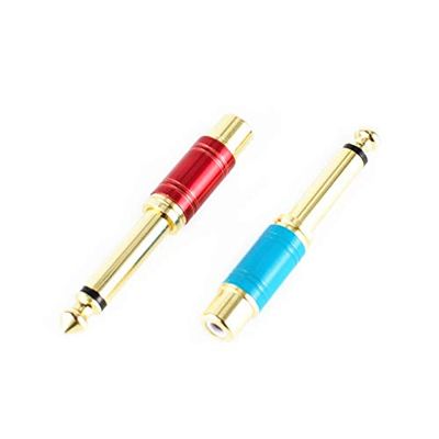 Davitu Electrical Equipments Supplies - 2pcs/Pack Mono 6.35mm 1/4" Male To RCA Female Socket Audio Connector TS Audio Converter Plug 6.5mm to RCA Jack - (Color: RED)