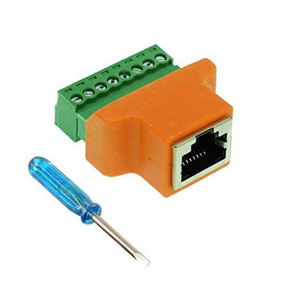 Davitu Electrical Equipments Supplies - 1pcs Color connector RJ45 to Screw Terminal Adaptor RJ45 Female to 8 Pin connector RJ45 splitter for CCTV DVR CCTV accessory - (Color: Black)