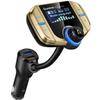 Sumind 2026 Upgraded Wireless Bluetooth Car Adapter FM Transmitter, 1.7'' LCD Display, Flexible Gooseneck, 20W QC3.0&Dual USB Ports, AUX Input/Output for Hands-Free Call, Micro/TF Card(Golden,Normal) view 1
