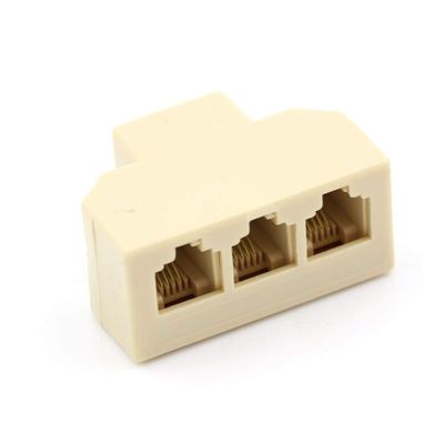 Davitu Electrical Equipments Supplies - 6P4C RJ11 Telephone Splitter 3 Way Adapter 1 M To 3 F RJ-11 6P4C Phone Jack Splitter 1PCS