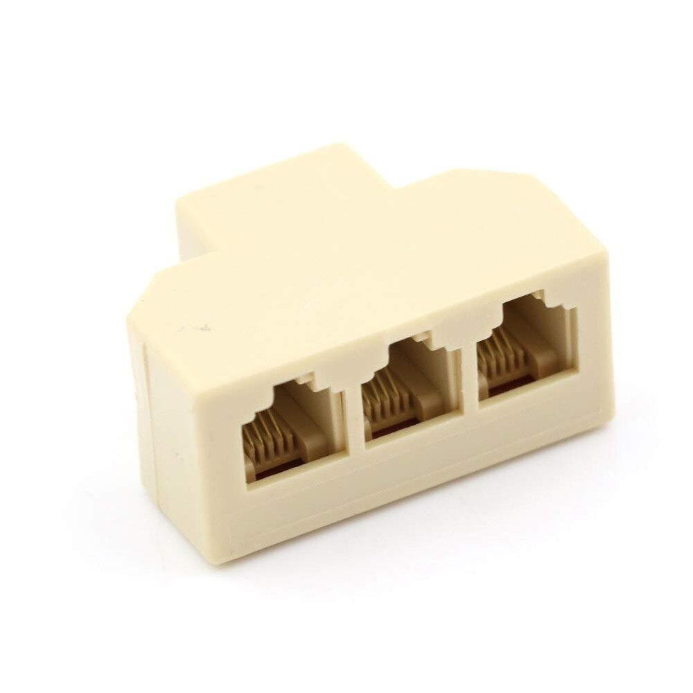 Davitu Electrical Equipments Supplies - 6P4C RJ11 Telephone Splitter 3 Way Adapter 1 M To 3 F RJ-11 6P4C Phone Jack Splitter 1PCS