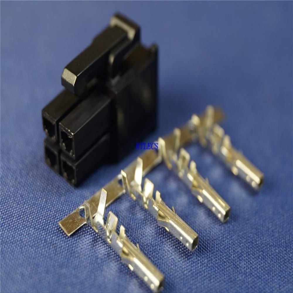 Davitu Electrical Equipments Supplies - 5 Sets 4.2 mm 4 PIN Receptacle Housing PC computer EPS CPU ATX 4Pin 2x2 P Power Connector Shell Crimp Terminal Contact Pin