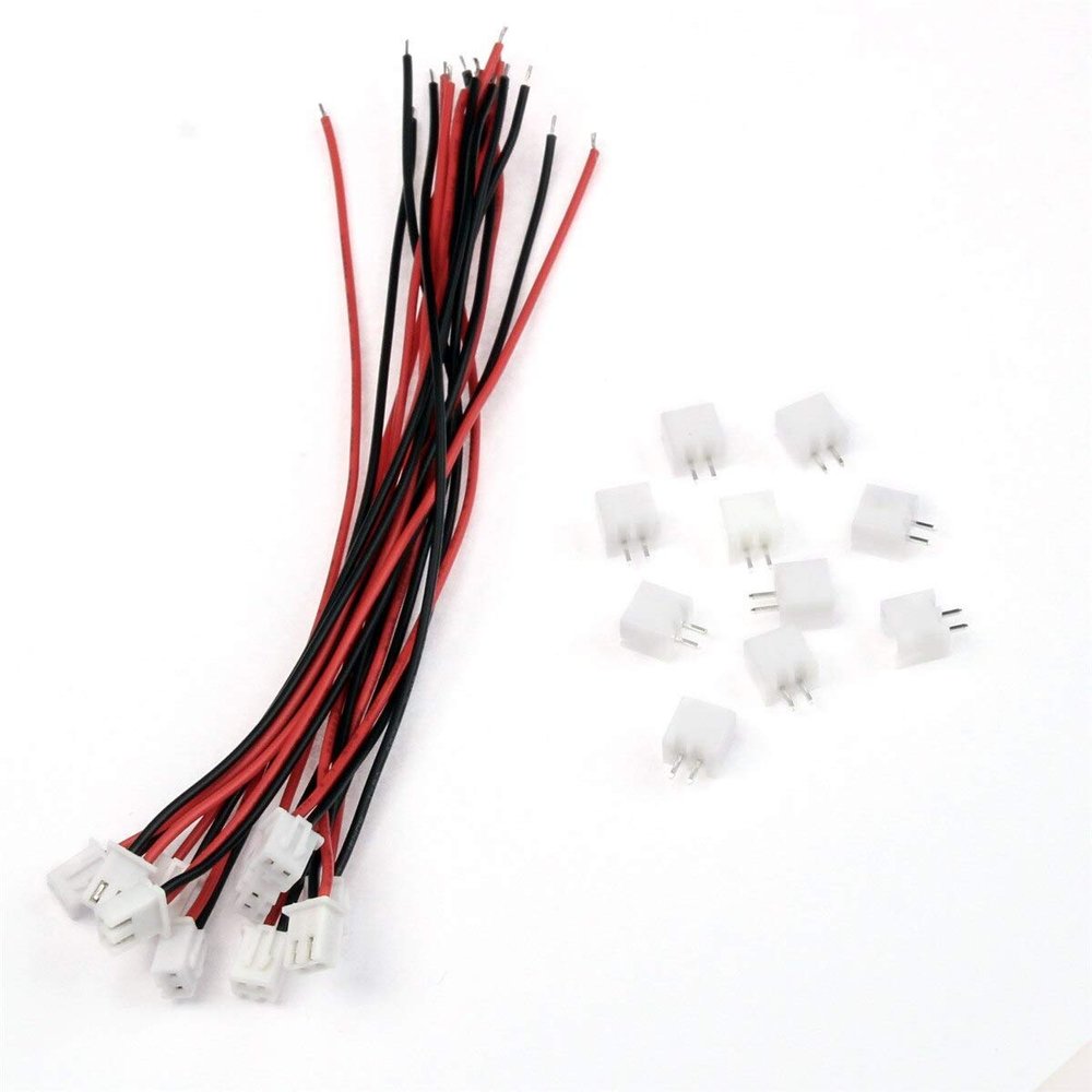 Davitu Electrical Equipments Supplies - 2 Pin JST XH Connector Plug 10 Sets Mini Micro 2.54mm With 24AWG Wires Cables 150mm Length Pin Connectors Terminals